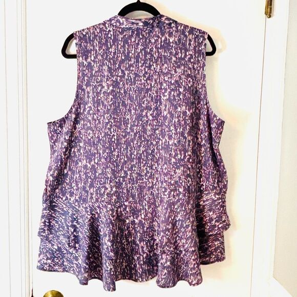 Simply Vera Vera Wang XXL purple rain print sleeveless collar hidden button fron - Picture 4 of 10